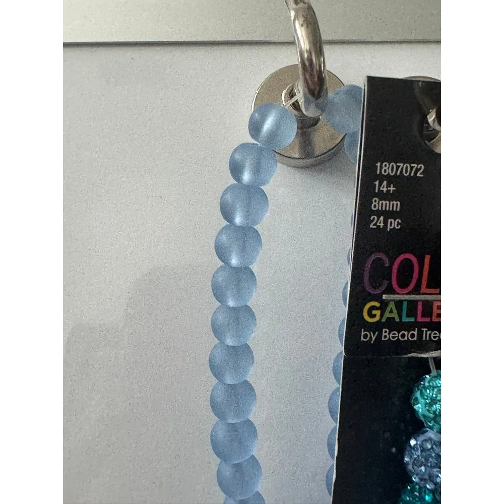 Color Gallery Bead Treasures Blue Teal Rhinestone‎ Frosted Acrylic Bead Strands